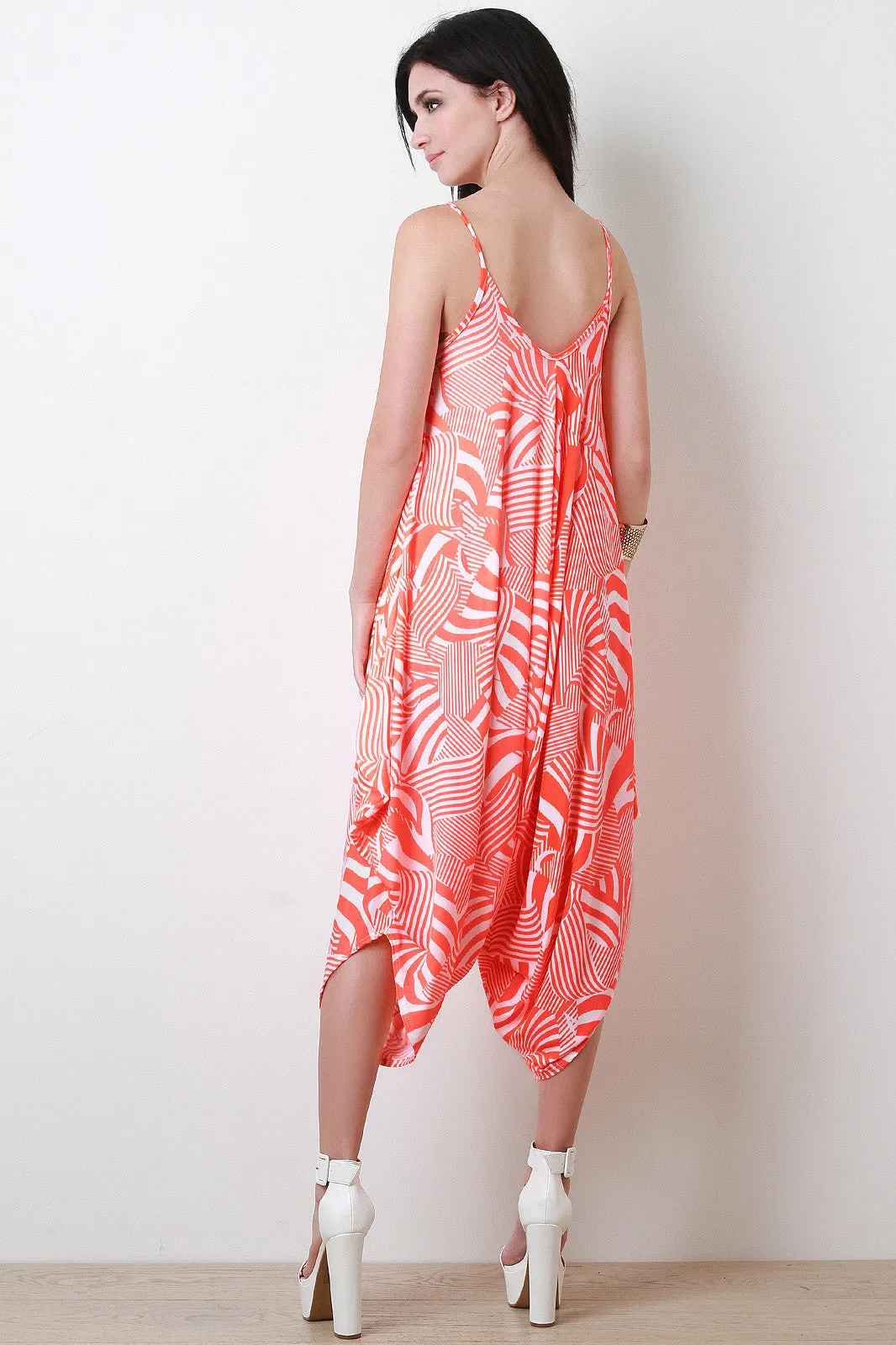 Geometric Oversized Spaghetti Strap Jumpsuit
