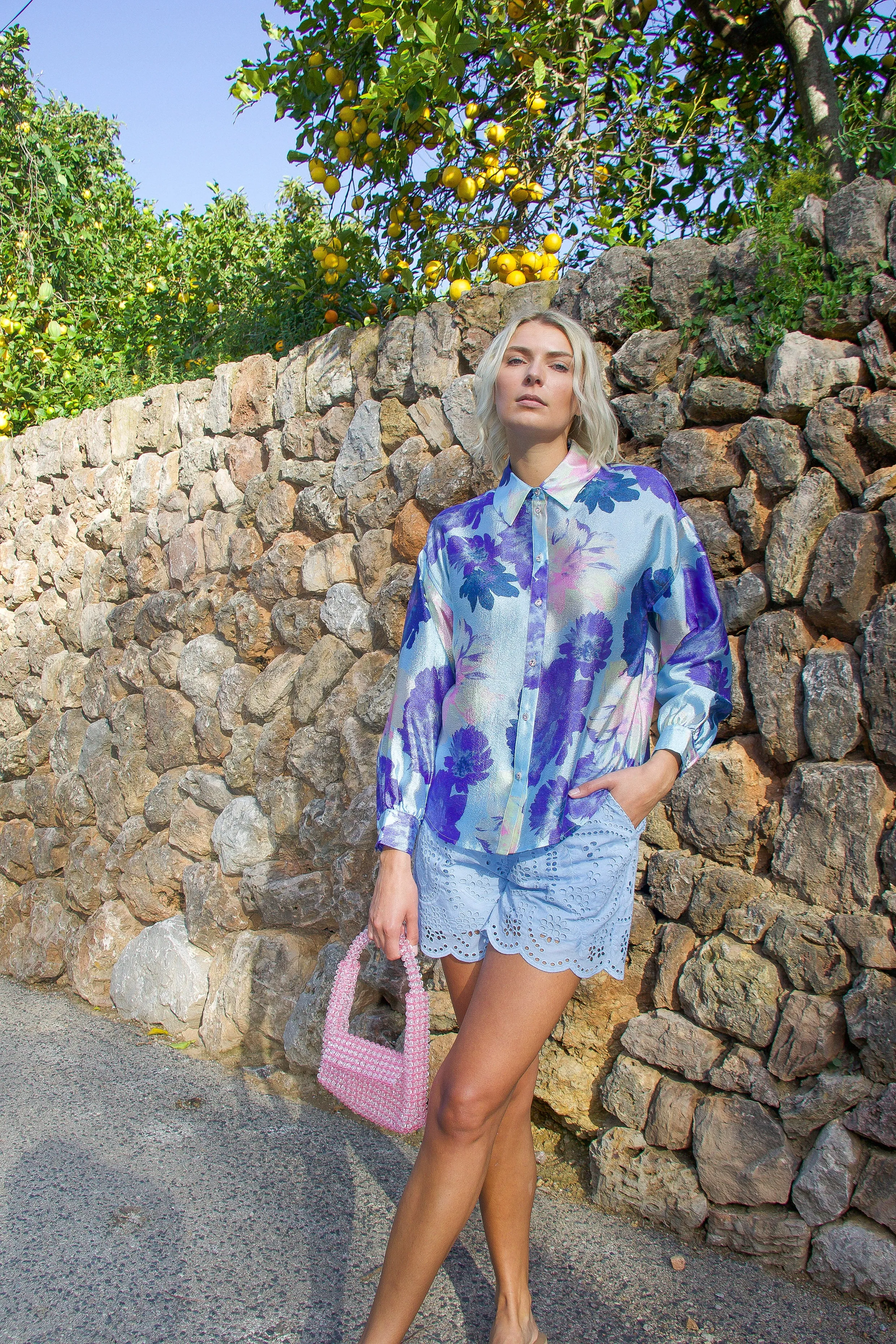 Gina Shirt - Pale Peony Blue