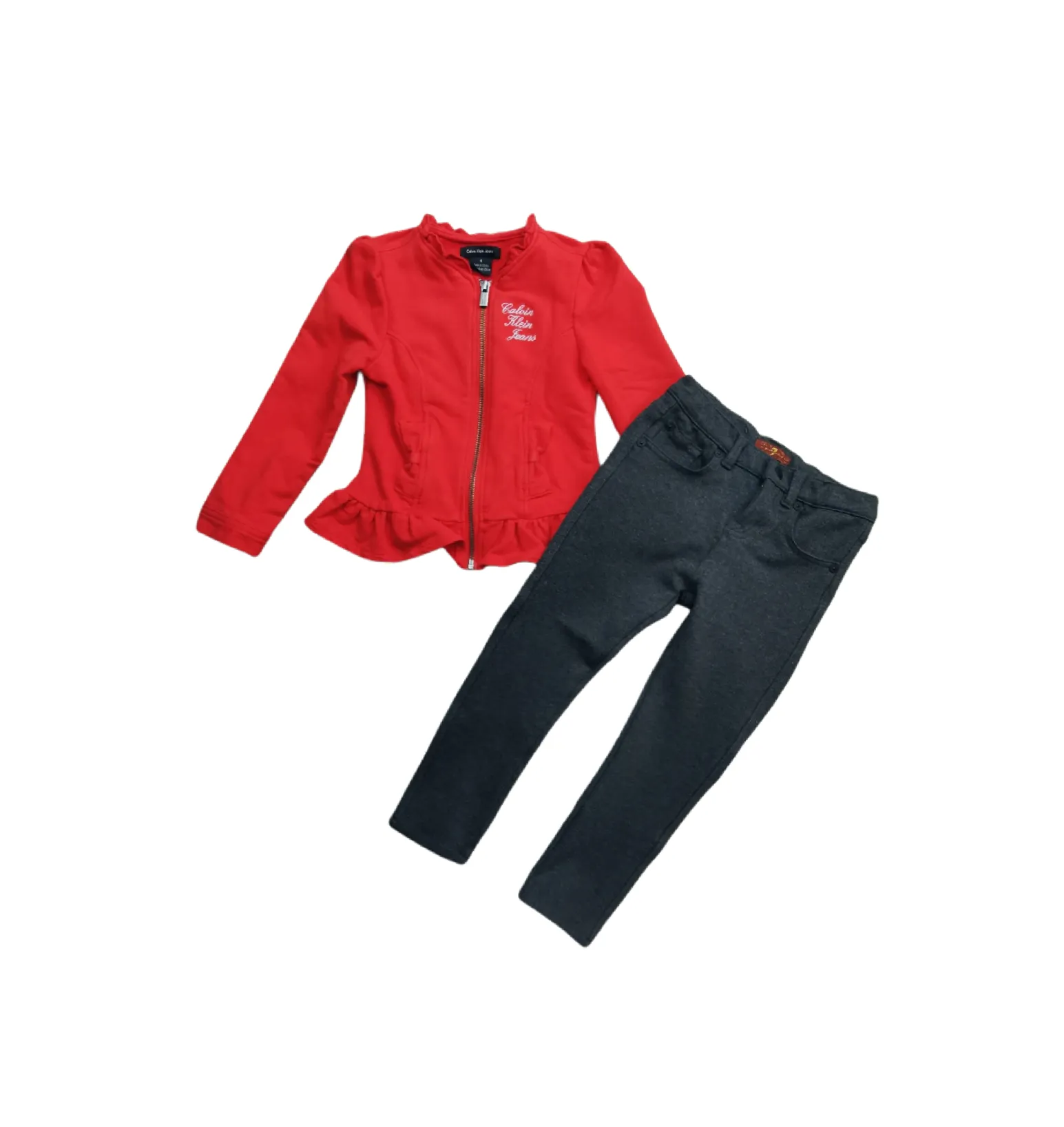 GIRL SIZE 4 YEARS - 7 FOR ALL MANKIND & CALVIN KLEIN, 2 Piece Mix N Match Outfit EUC B20