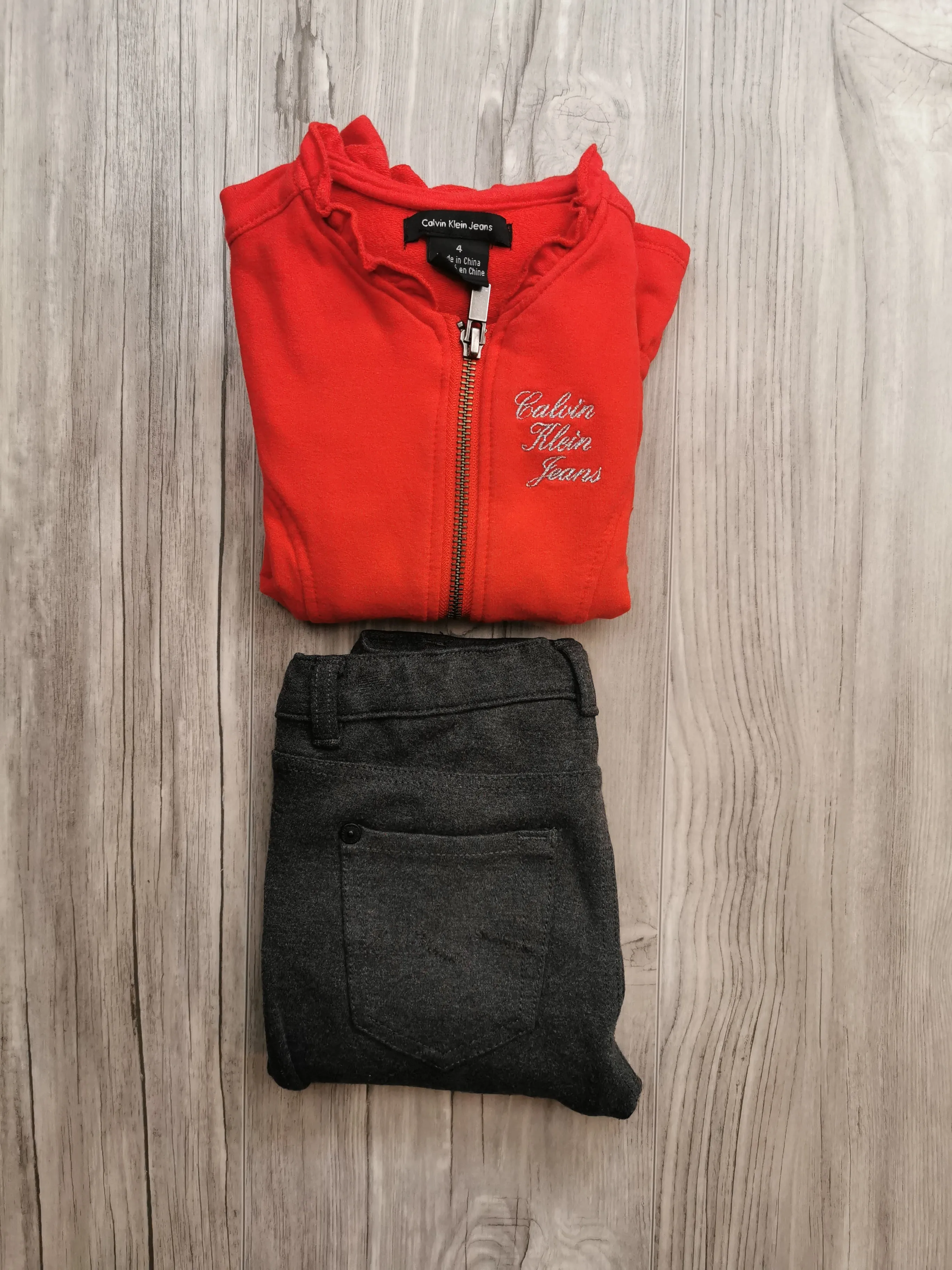 GIRL SIZE 4 YEARS - 7 FOR ALL MANKIND & CALVIN KLEIN, 2 Piece Mix N Match Outfit EUC B20