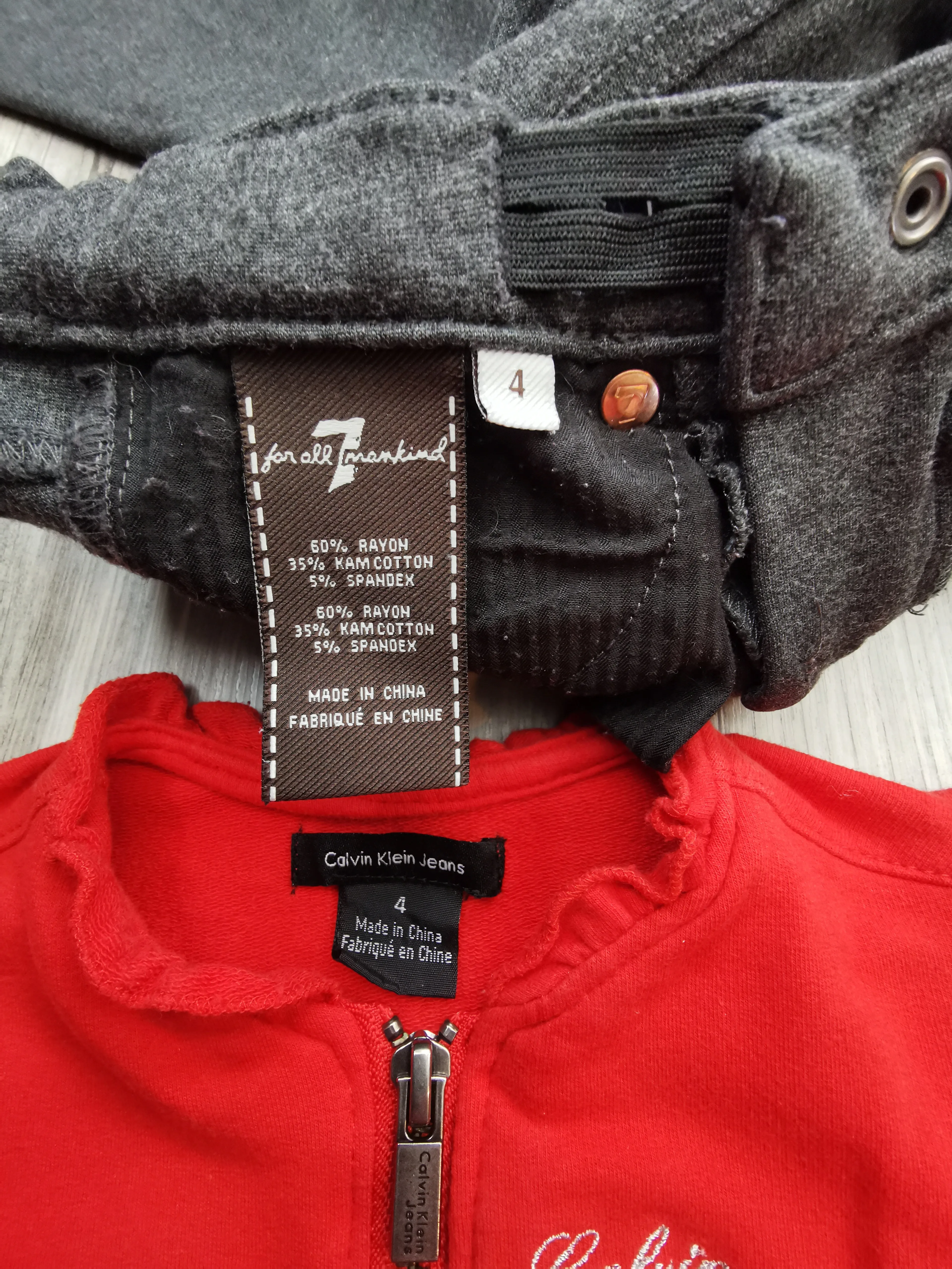 GIRL SIZE 4 YEARS - 7 FOR ALL MANKIND & CALVIN KLEIN, 2 Piece Mix N Match Outfit EUC B20