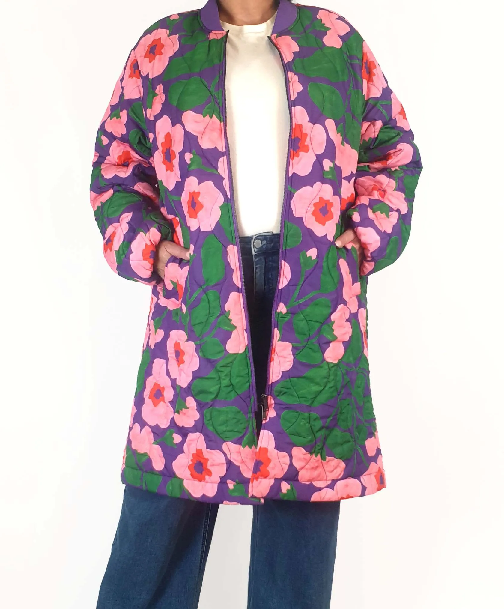 Gorman wild roses quilted coat size 18