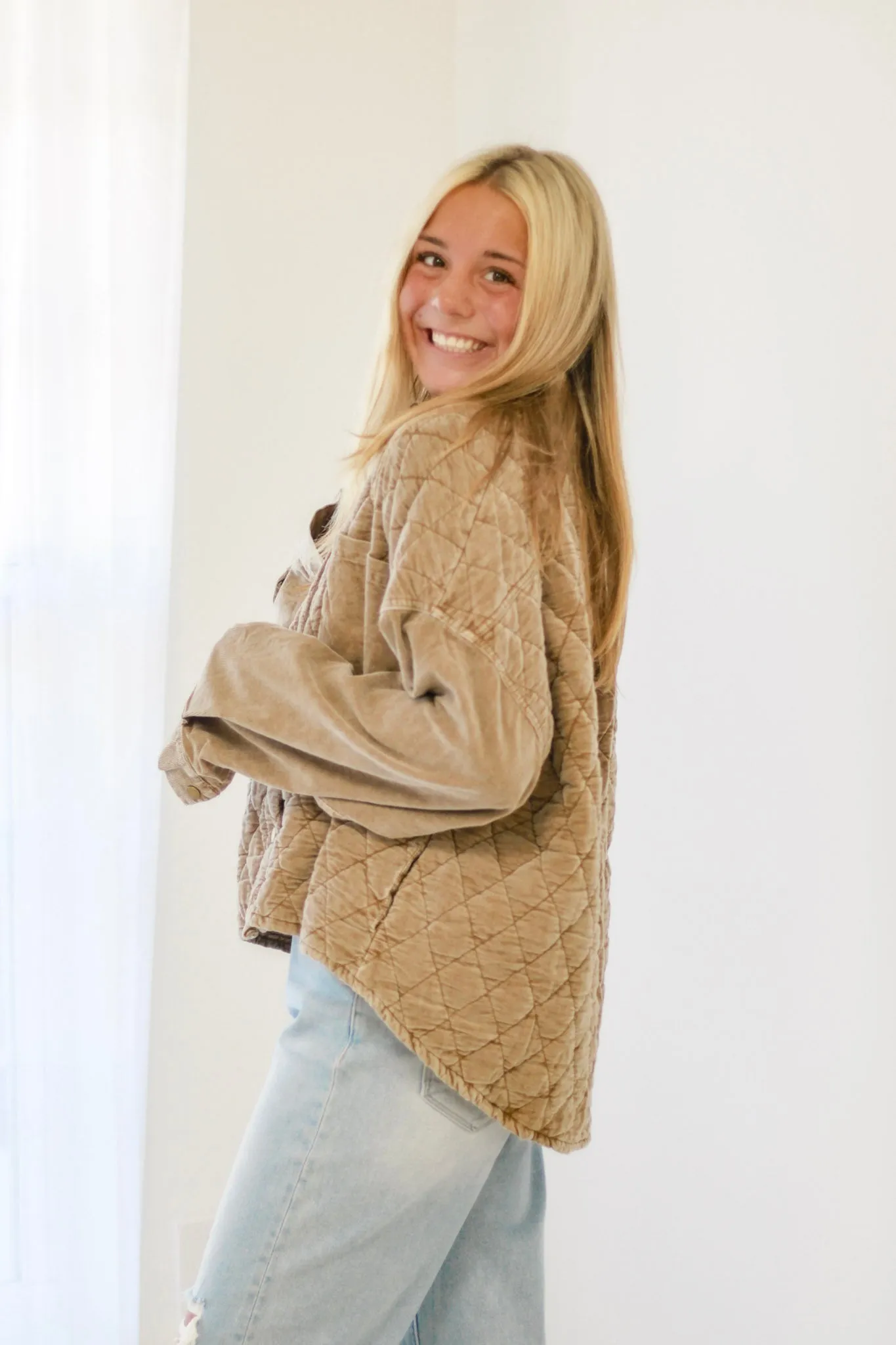 Grabbing a Coffee Mineral Wash Shacket by Oli & Hali