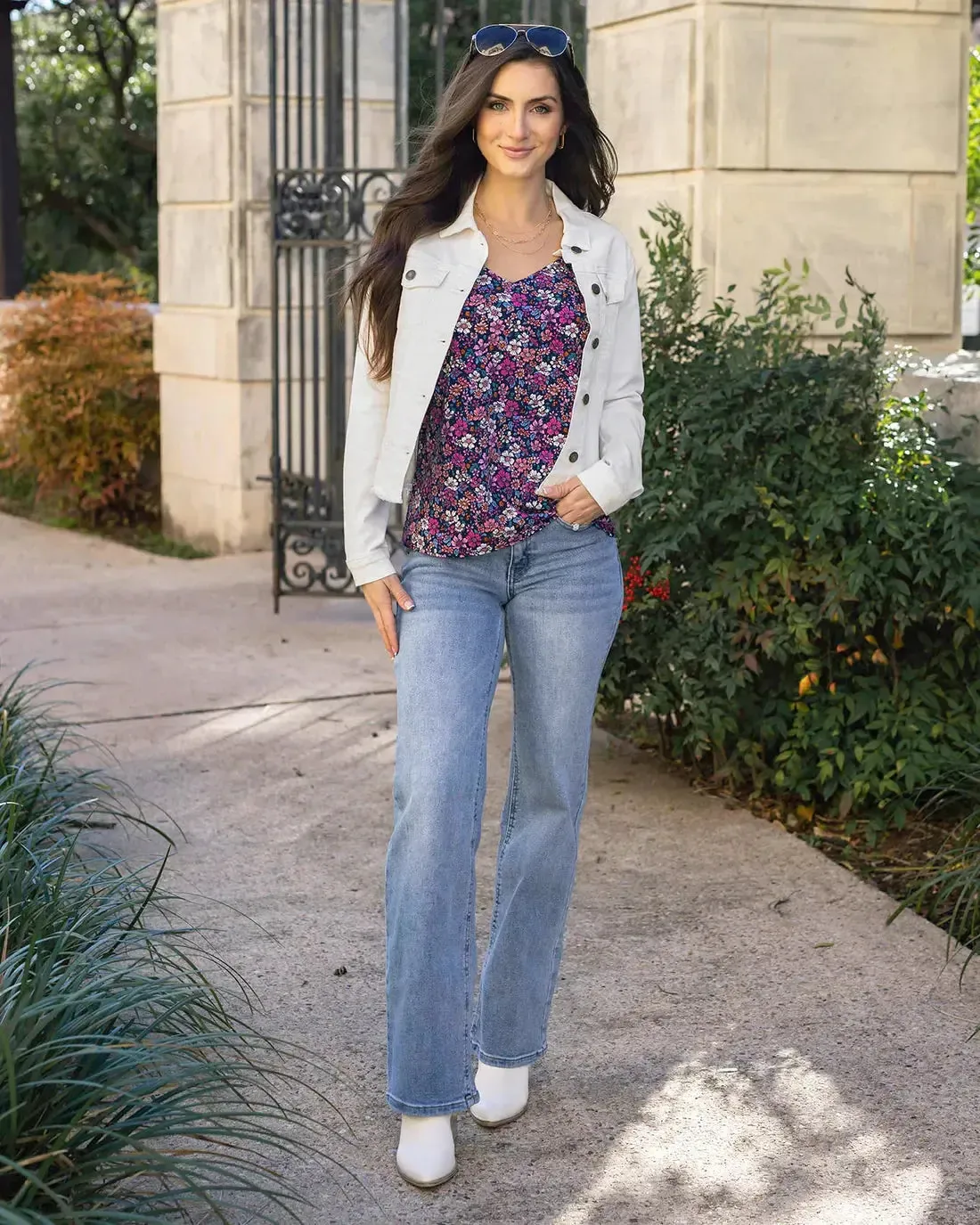 Grace & Lace Wide Leg Premium Denim - Non Distressed Mid-Wash