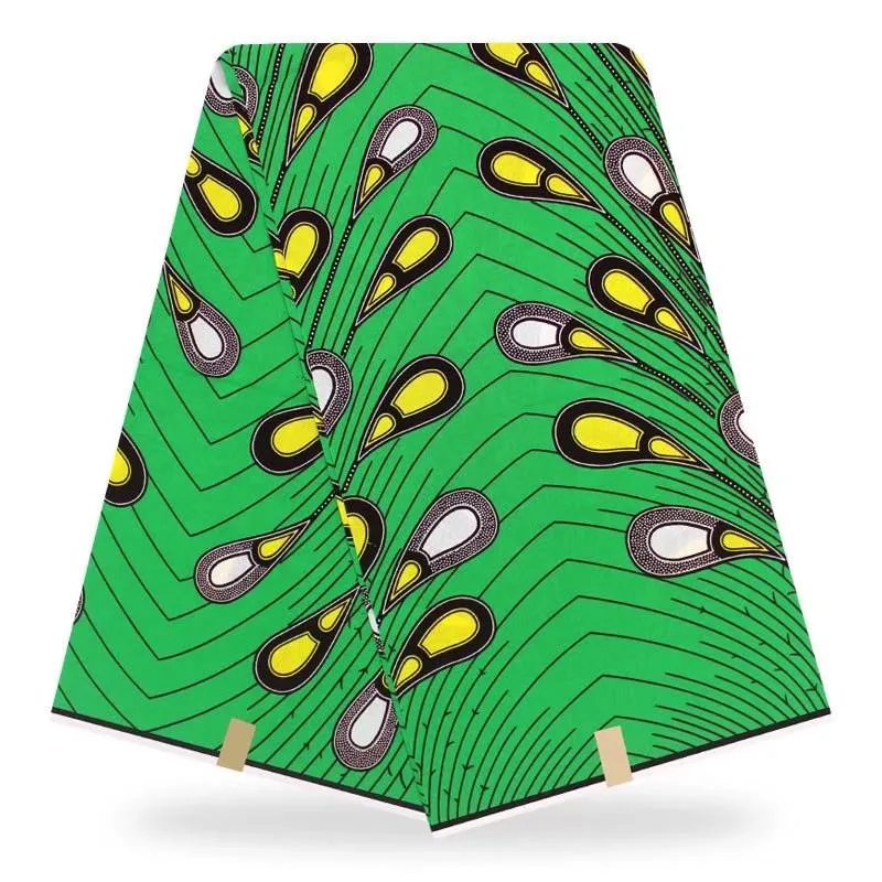 Green White Tear Drop Zulu African Tribal Printed Cotton