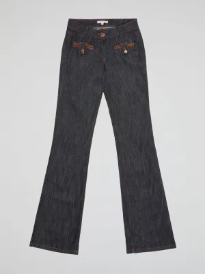 Grey Flared Denim Jeans