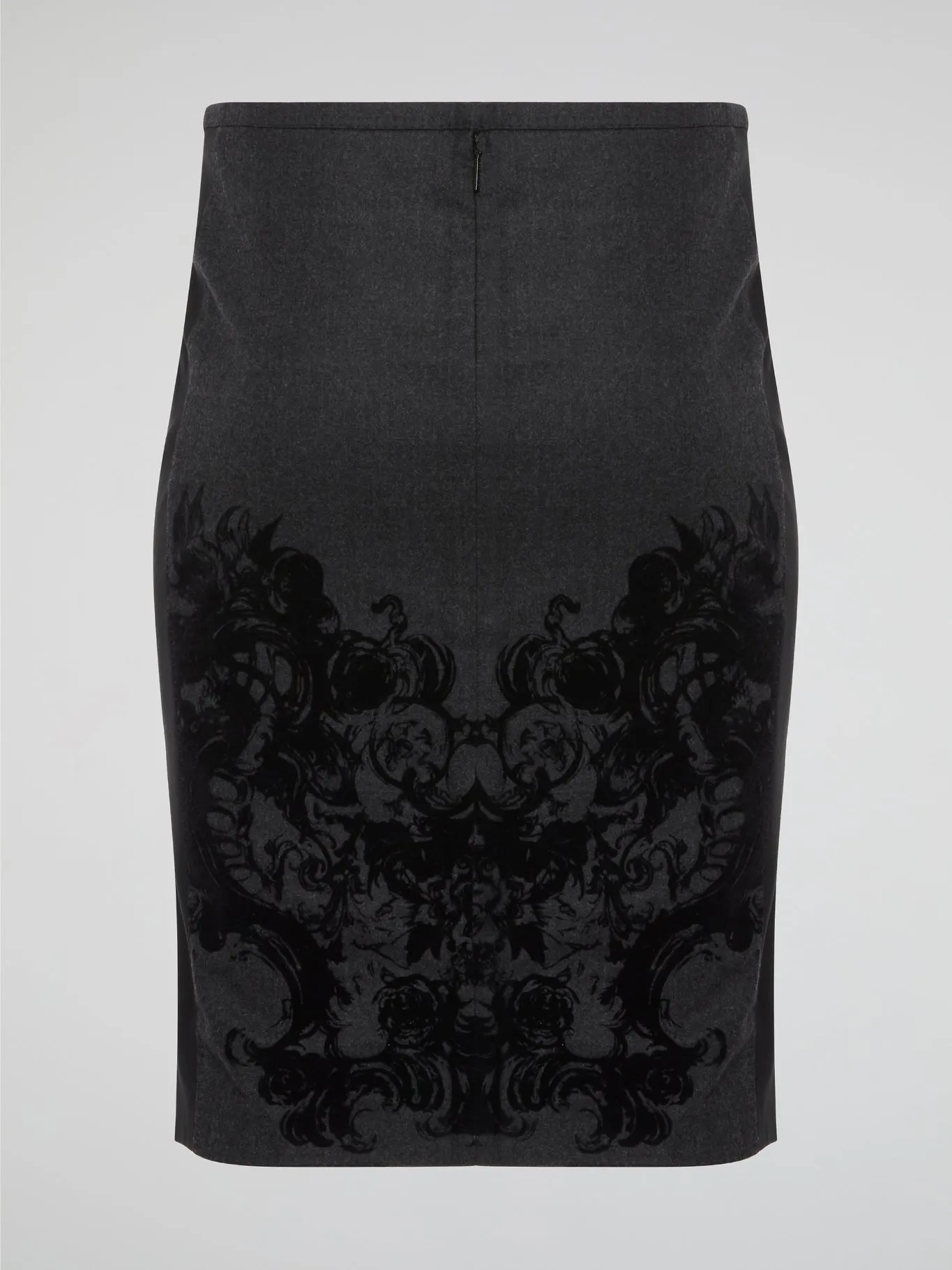 Grey Printed Pencil Skirt
