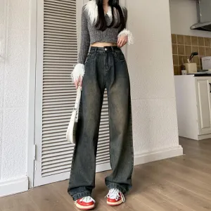 Grey Tinted Wide Leg Jeans