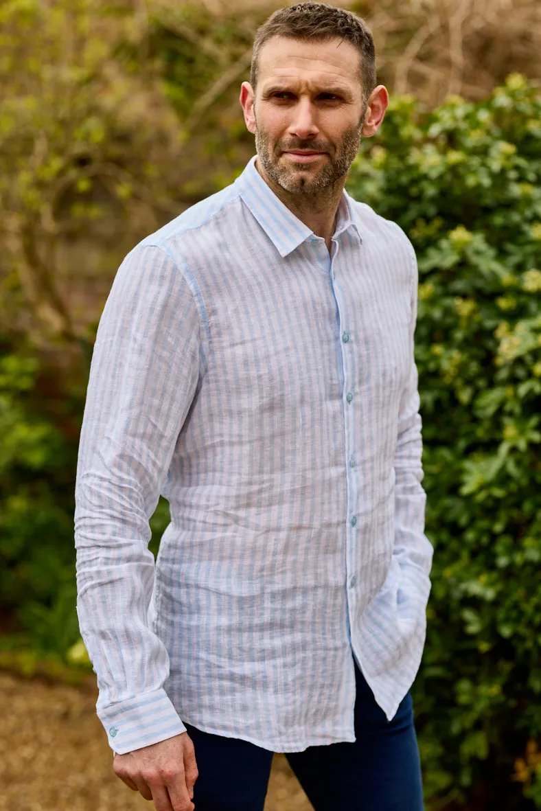 Gun Hill Mens Grimaud shirt - Light blue stripe