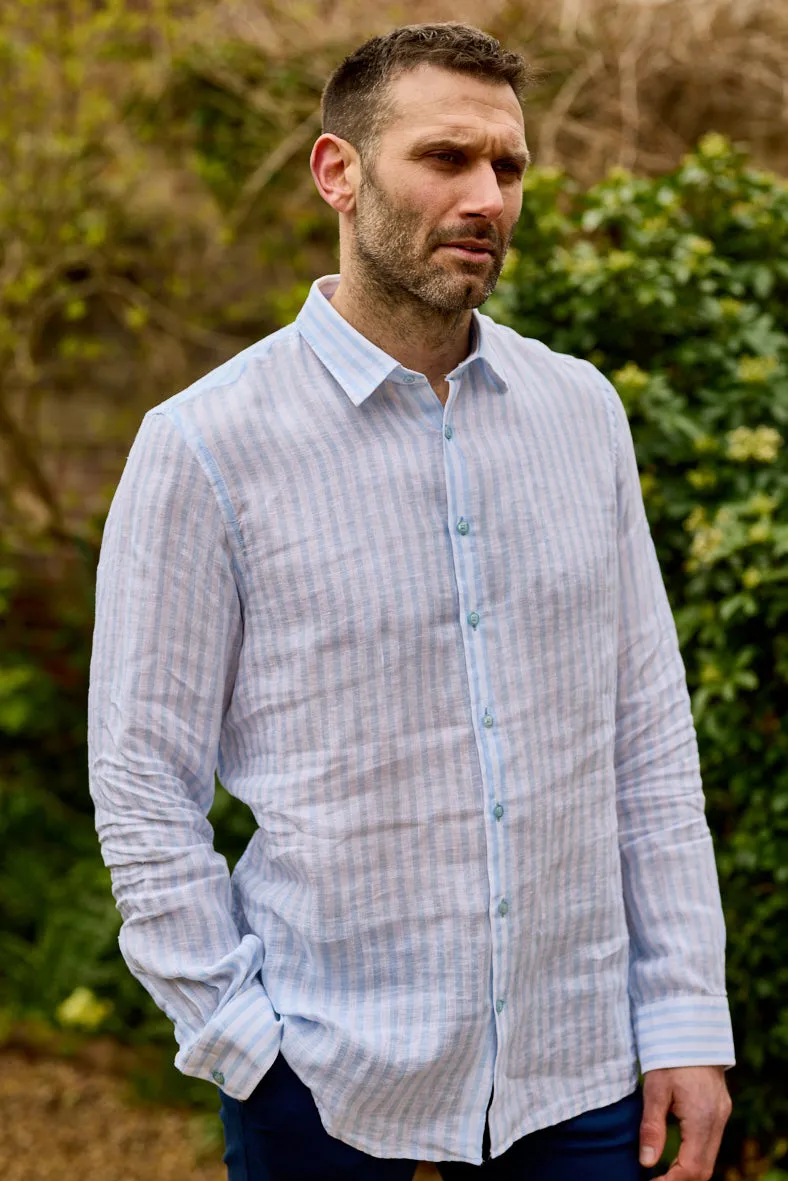 Gun Hill Mens Grimaud shirt - Light blue stripe
