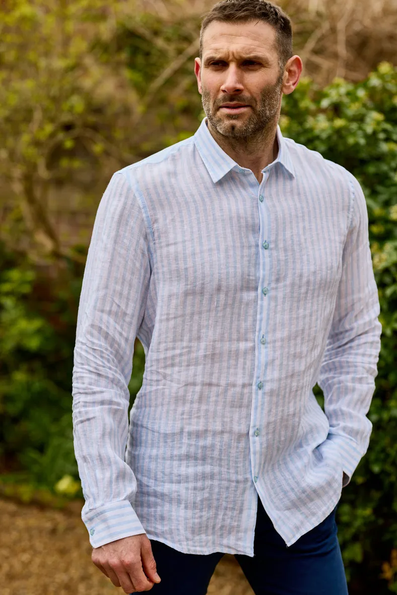 Gun Hill Mens Grimaud shirt - Light blue stripe