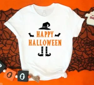 Happy Halloween, Witch, Unisex, White Short Sleeve T-Shirt