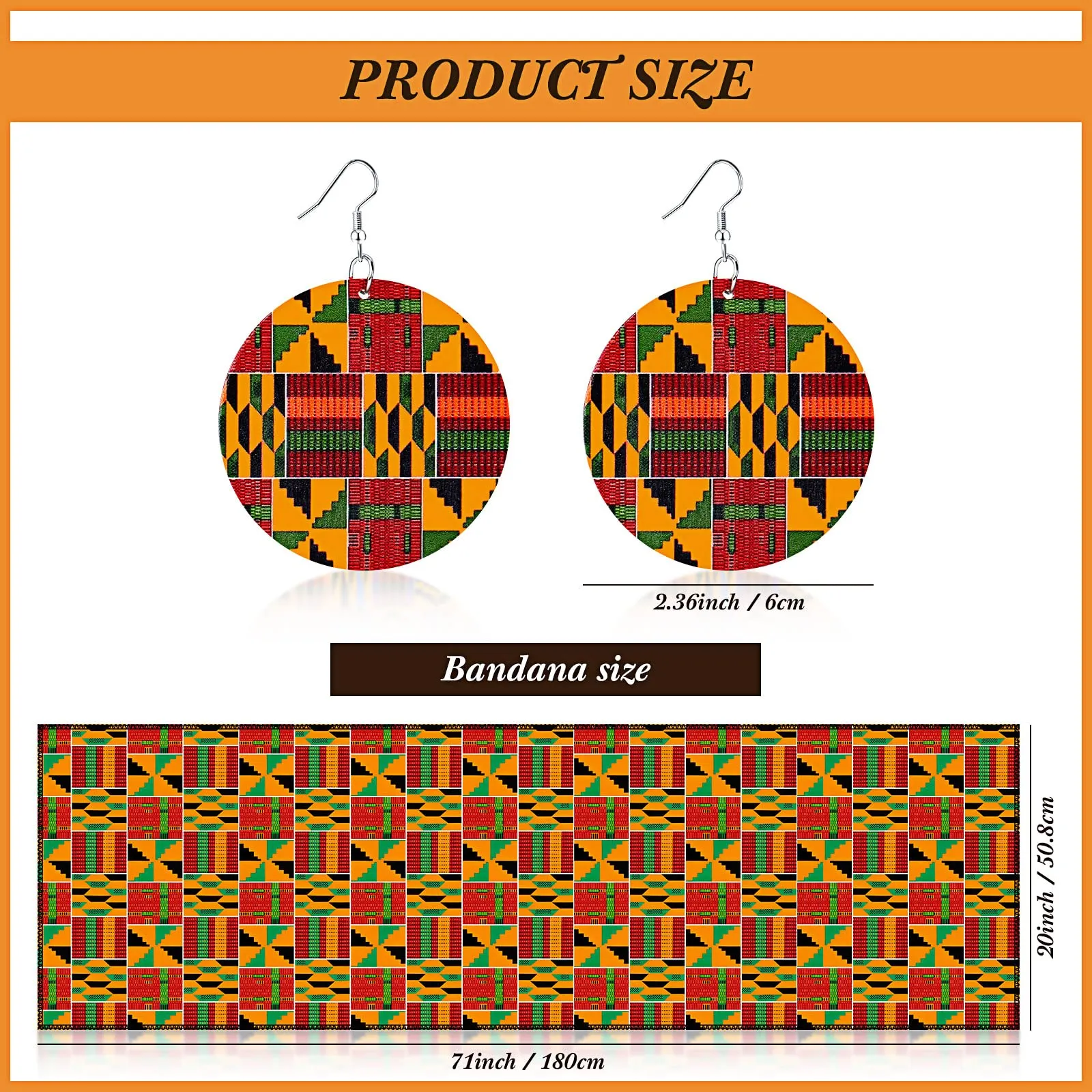 Haysandy 3 Pcs Women African Printed Maxi Skirt with Pockets Set Casual Stretch Head Wrap Scarf Drop Dangle Earrings (Classic Style,Large)