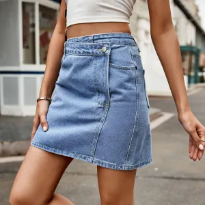 Hazel Blues® |  Asymmetrical Denim Mini Skirt