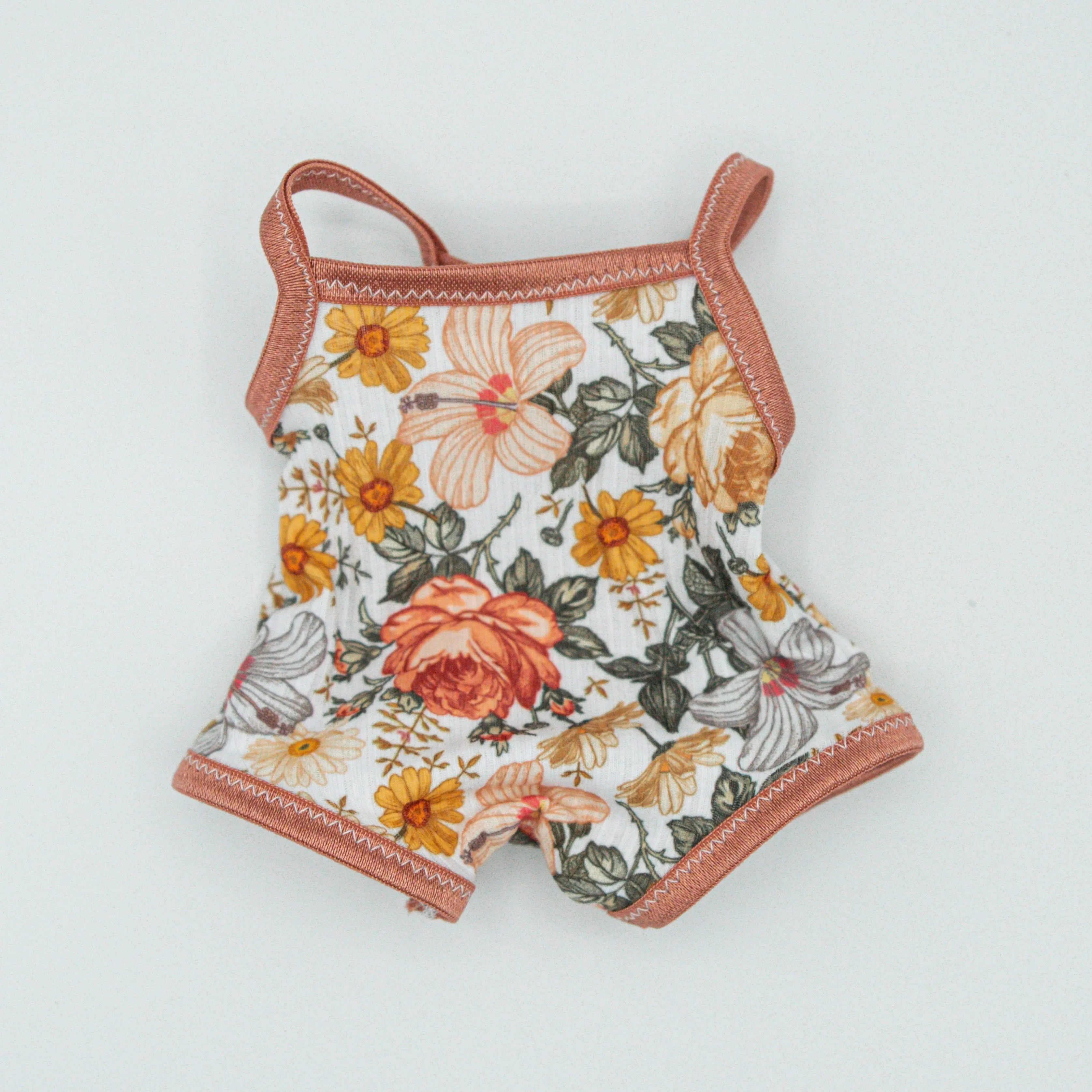 Hazel floral ribbed knit stretch leotard - made to order