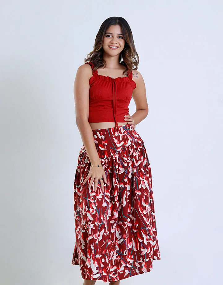 Hip Skirt with Back Elastic Waist