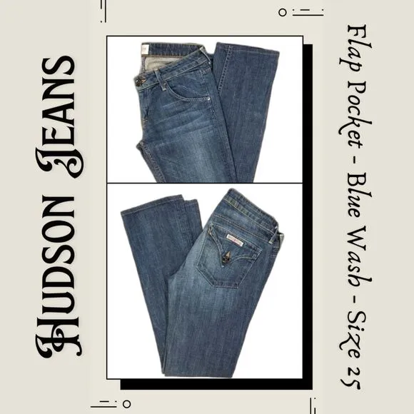 Hudson Women Flap Pocket Jeans Blue Wash Size 25