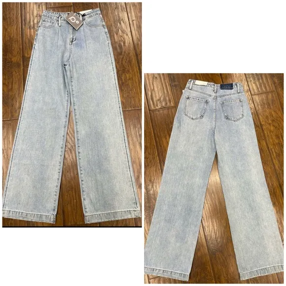 INSANE GENE High Rise Wide Leg Trouser Jeans