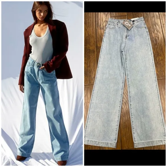 INSANE GENE High Rise Wide Leg Trouser Jeans