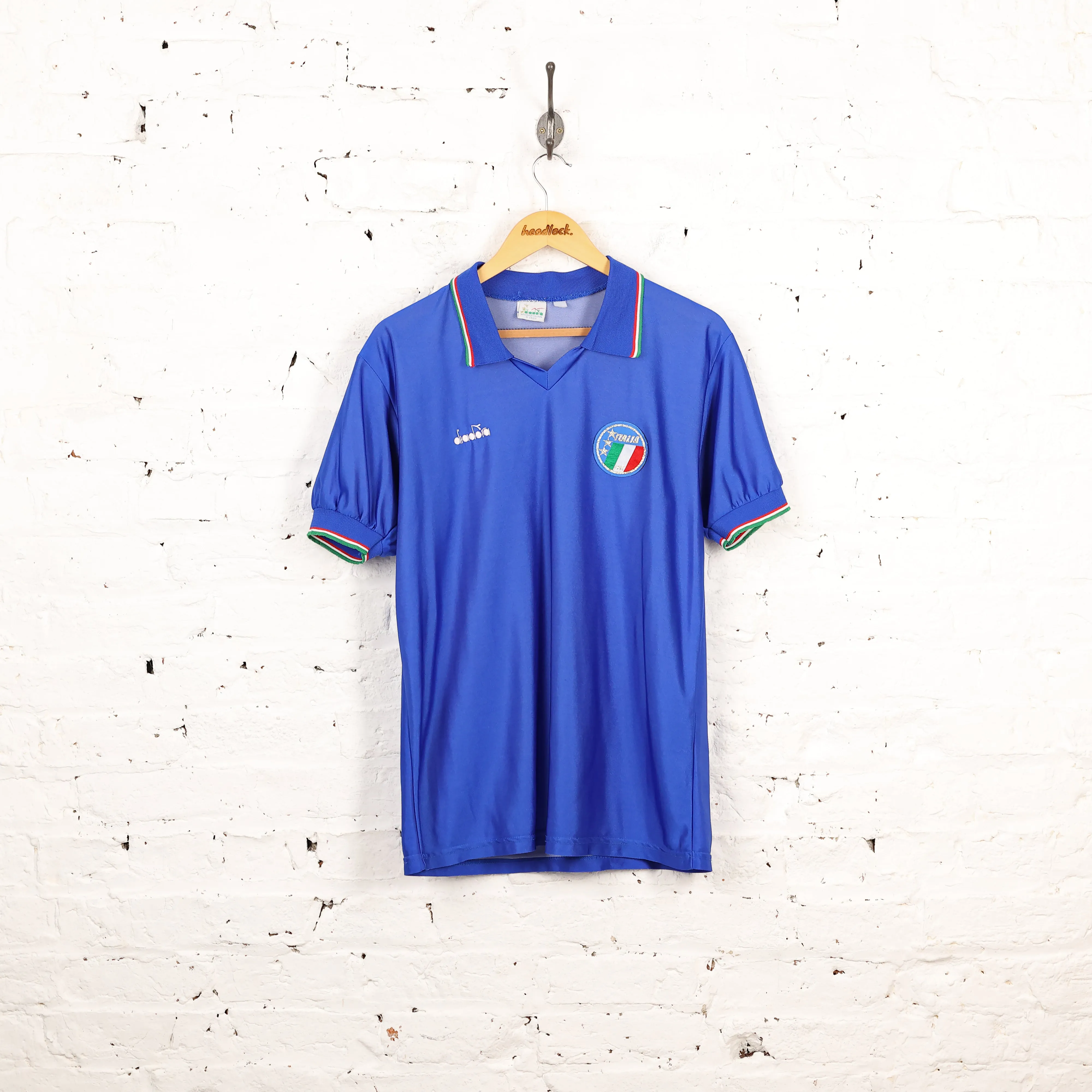 Italy 1986 Diadora Home Football Shirt - Blue - L