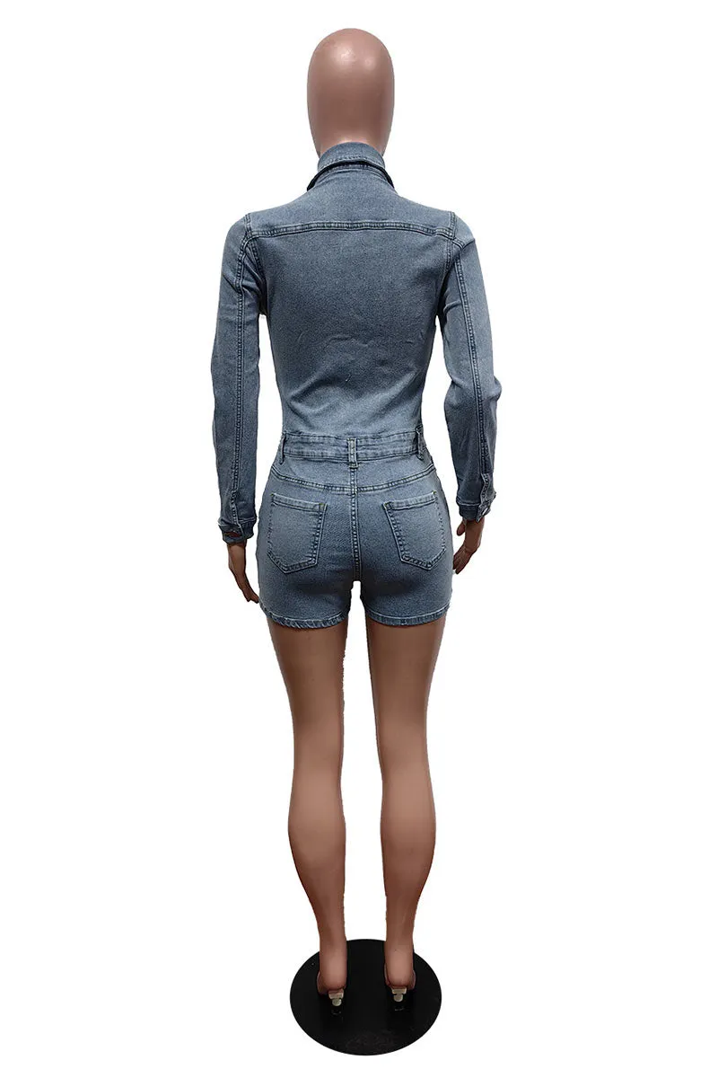 JJ0183 Stretch Denim Rompers