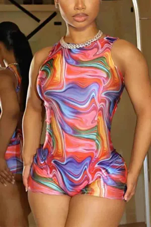 JM0306 Tie Dye Sleeveless Rompers