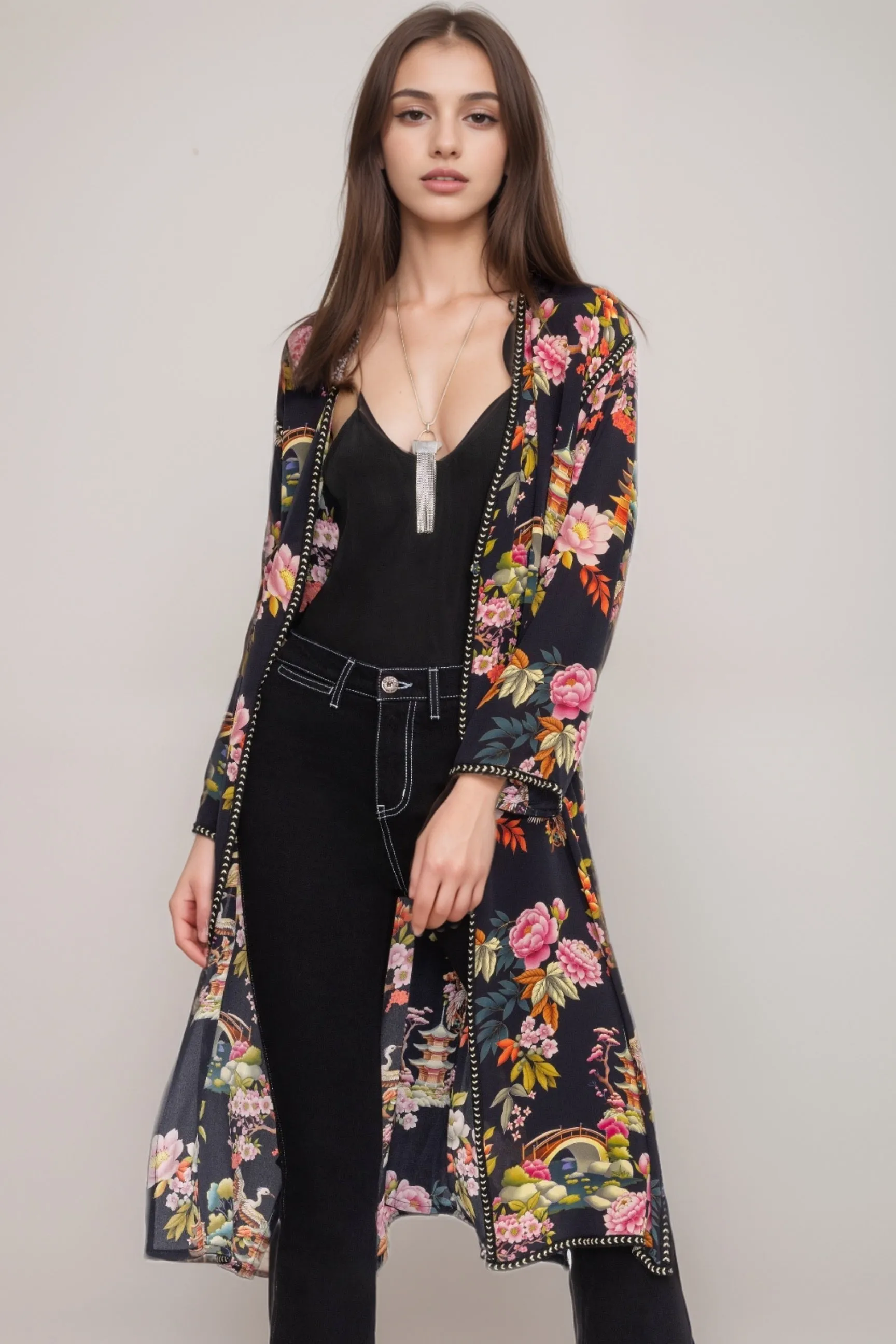 Johnny Was Cali Floral Silk Kimono C42824B8