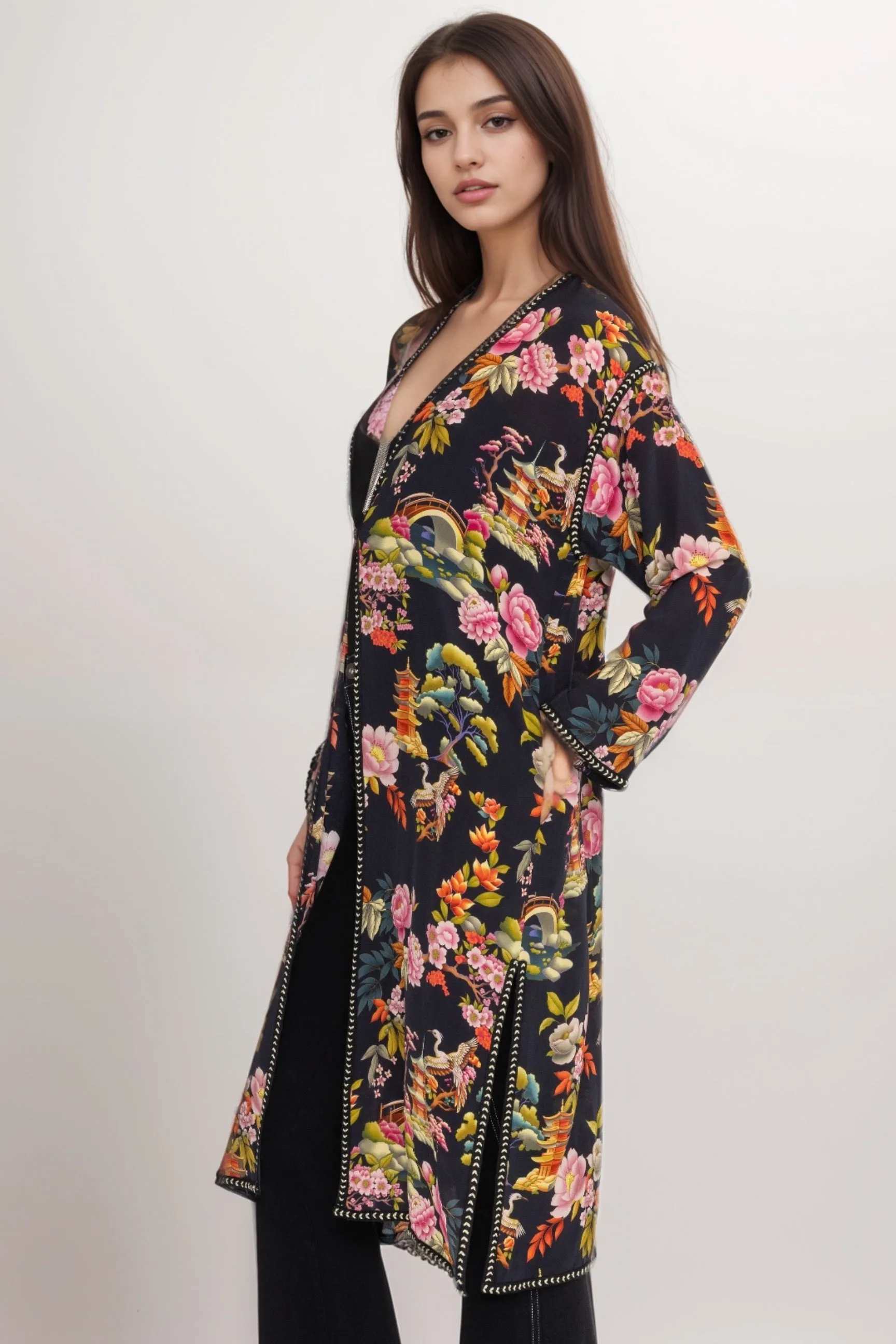 Johnny Was Cali Floral Silk Kimono C42824B8