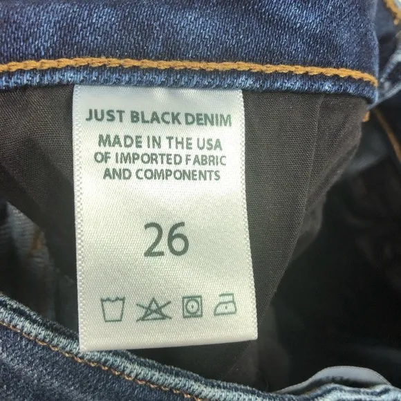 Just Black Denim Saturday Straight Leg Knee Slit Jeans Sz 26 Dark Blue High Rise