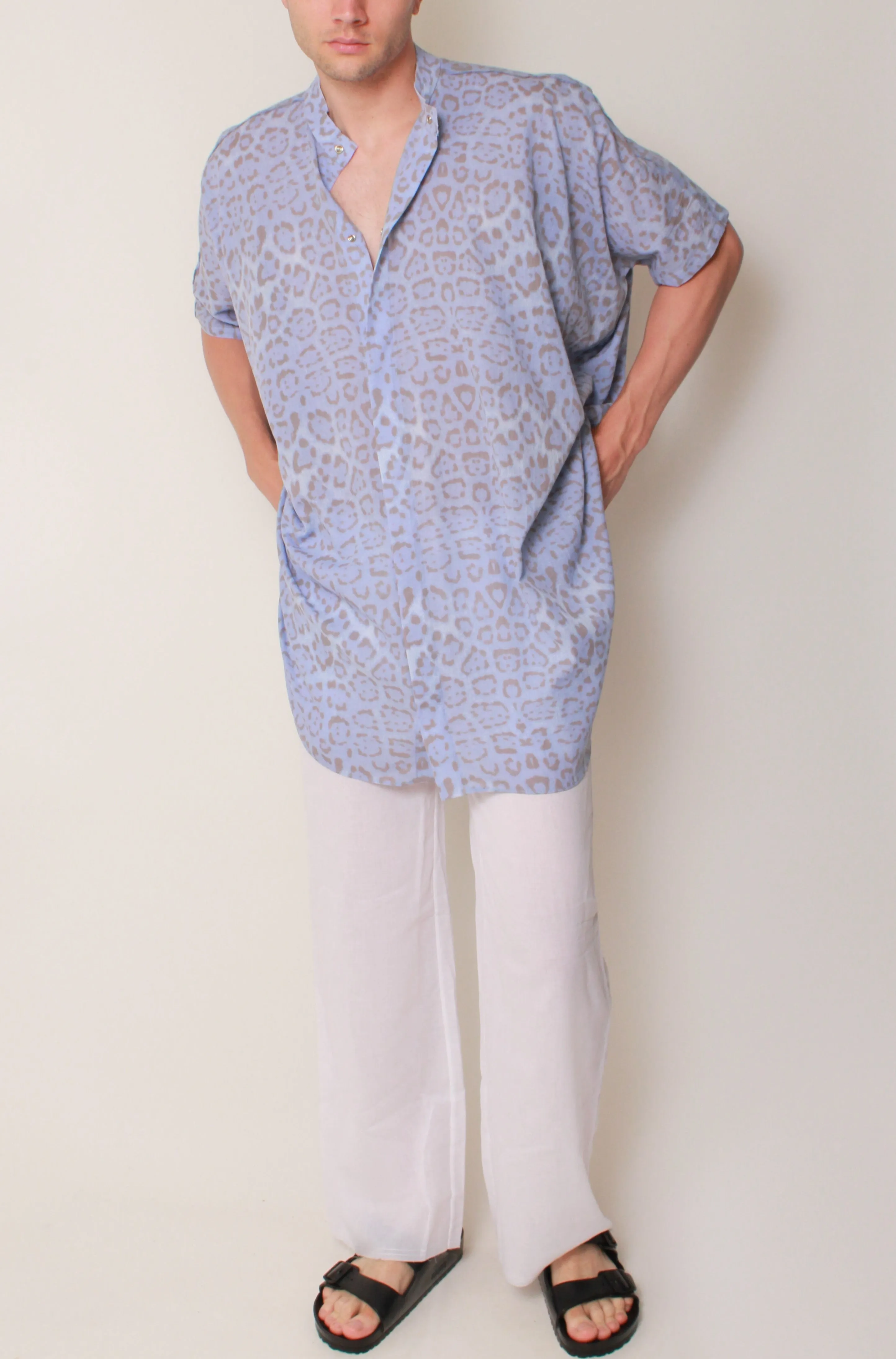 Kaftan Tunic in Pacific Jaguar Cotton Voile