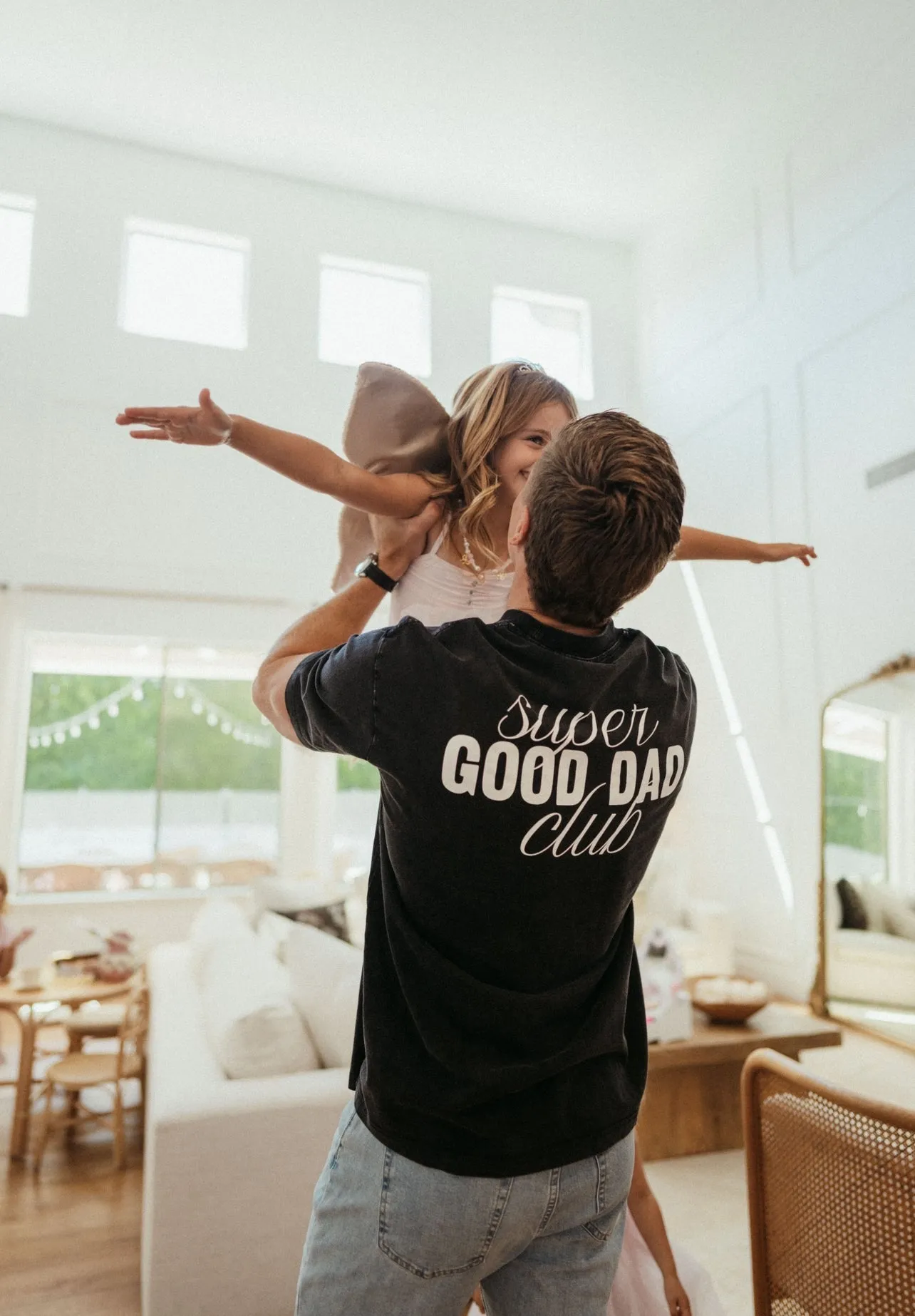karissa x simple heart co super good dad club tshirt in acid wash black