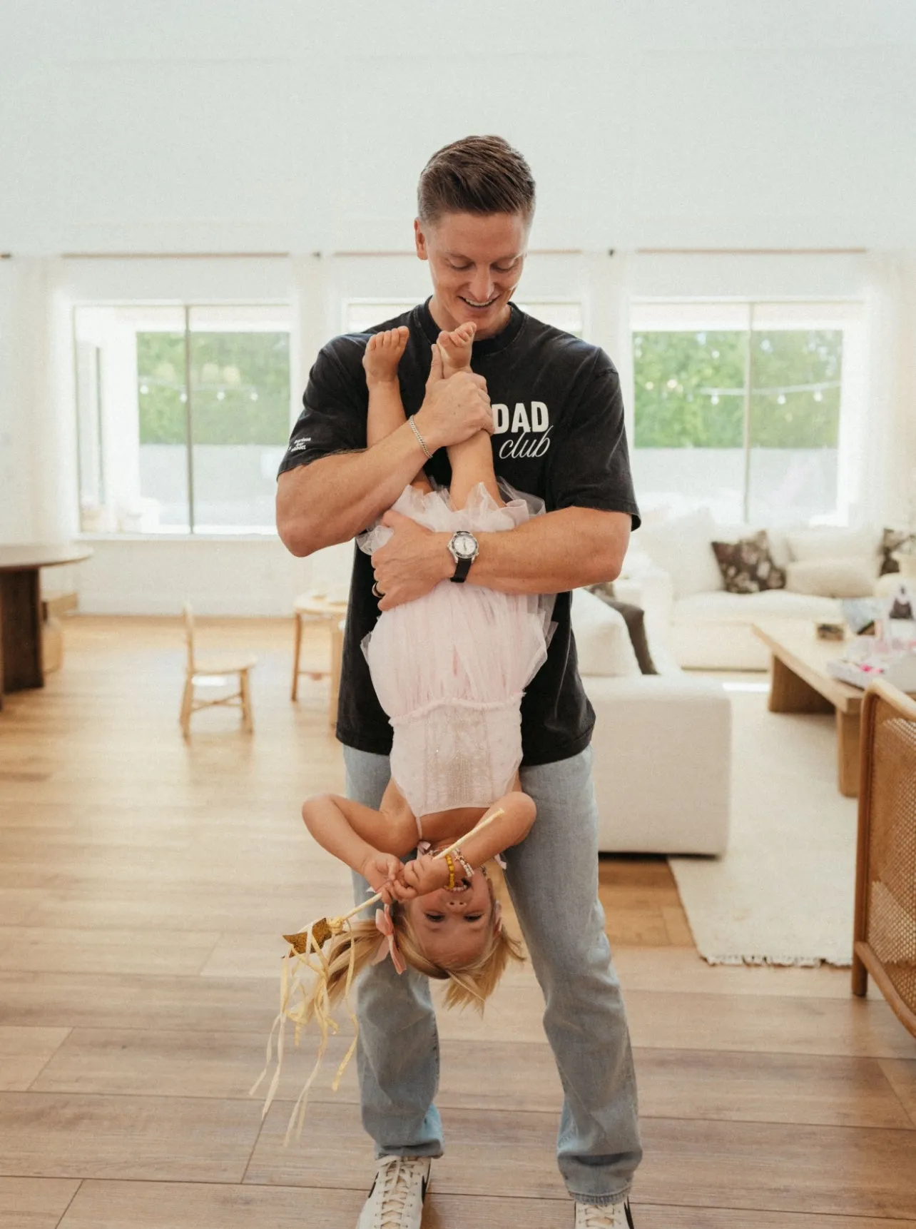 karissa x simple heart co super good dad club tshirt in acid wash black