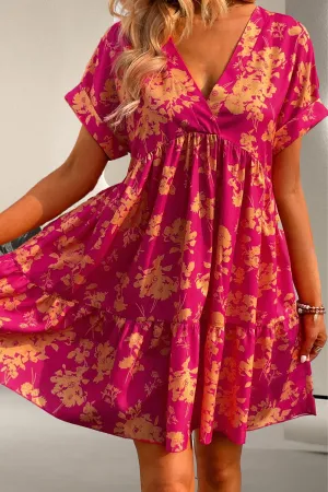 Kelli Printed Surplice Short Sleeve Mini Dress - Online Exclusive