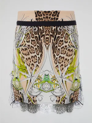 Lace Hem Printed Skirt