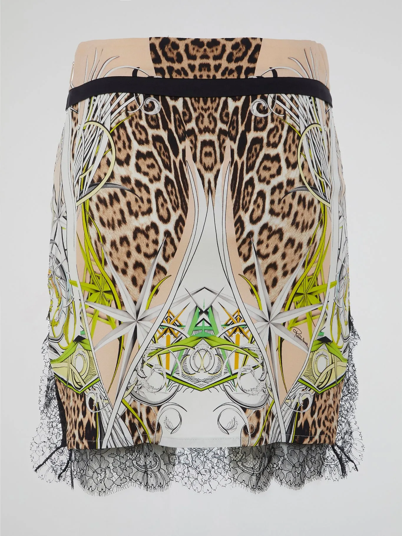 Lace Hem Printed Skirt