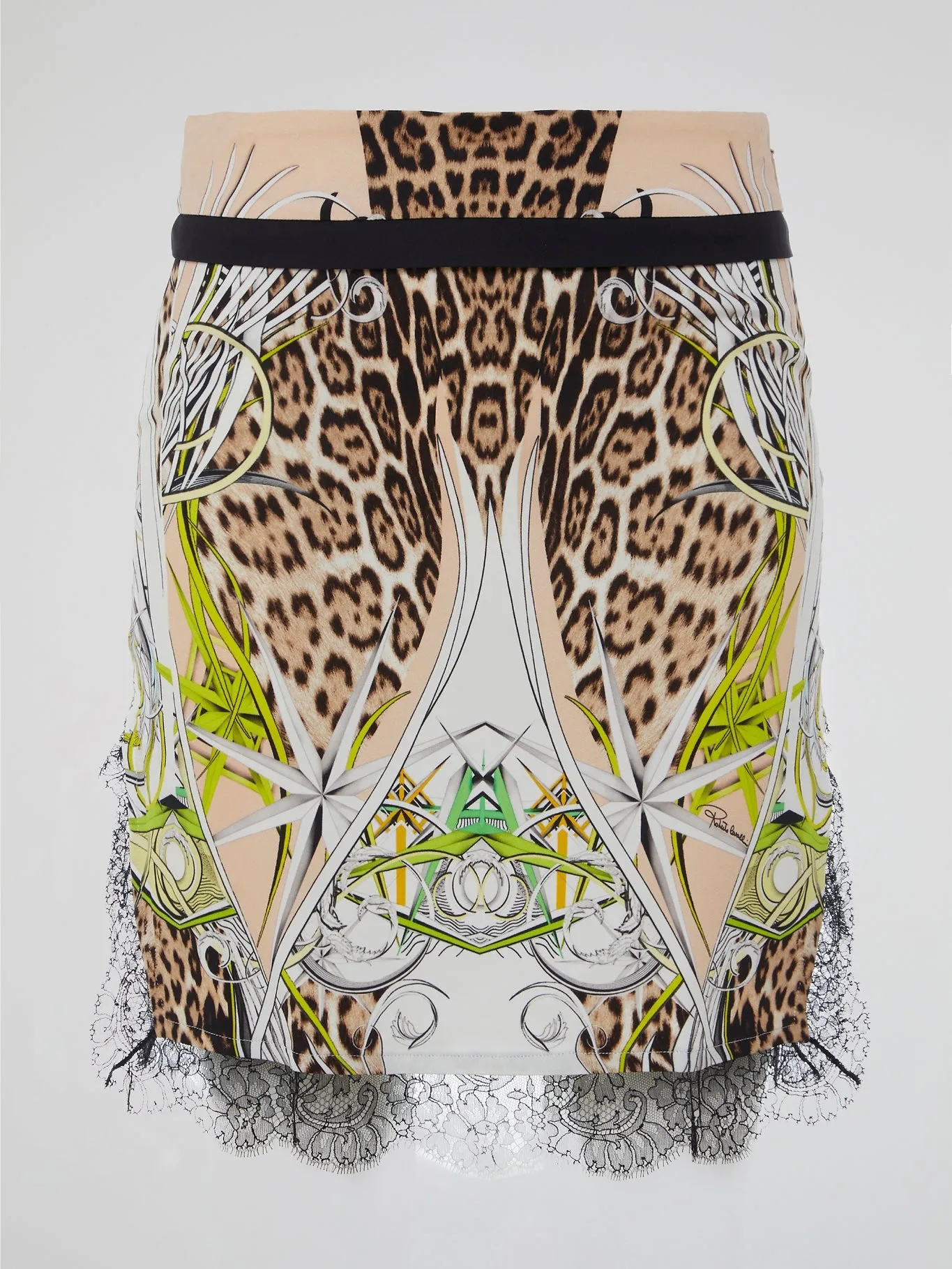 Lace Hem Printed Skirt