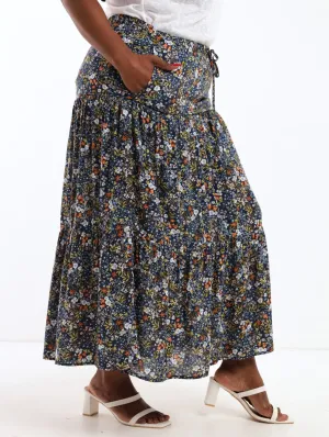 Ladies Ditsy Printed Tiered Skirt