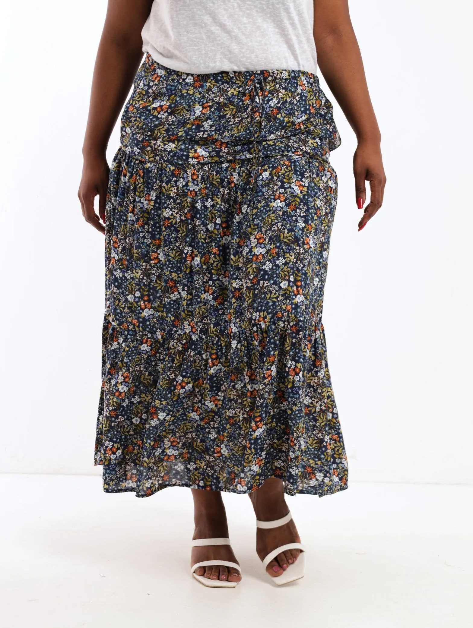 Ladies Ditsy Printed Tiered Skirt