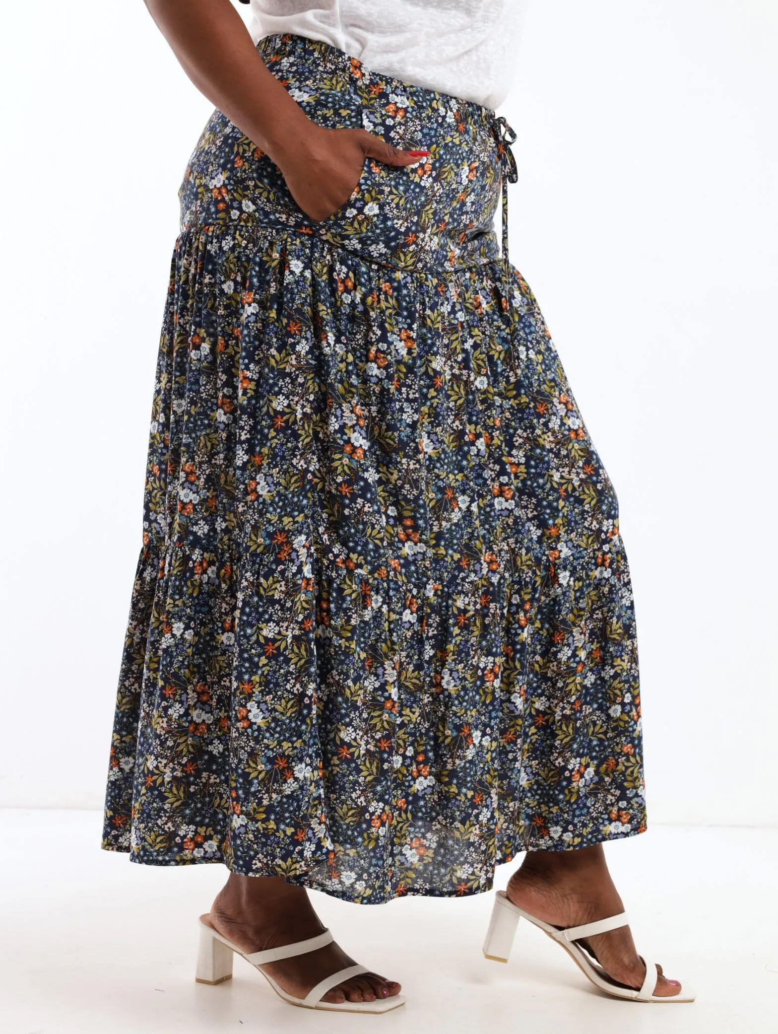 Ladies Ditsy Printed Tiered Skirt