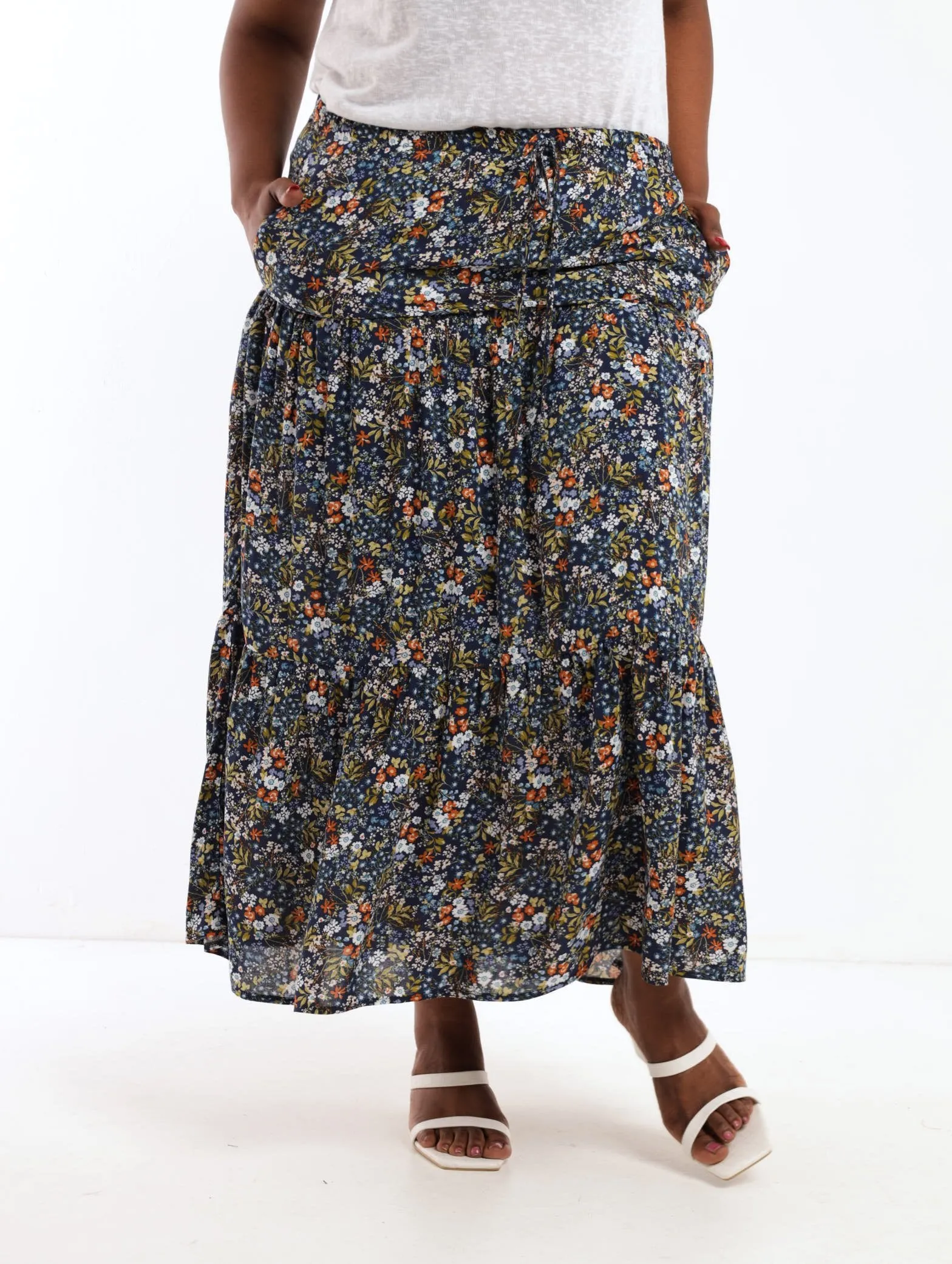 Ladies Ditsy Printed Tiered Skirt