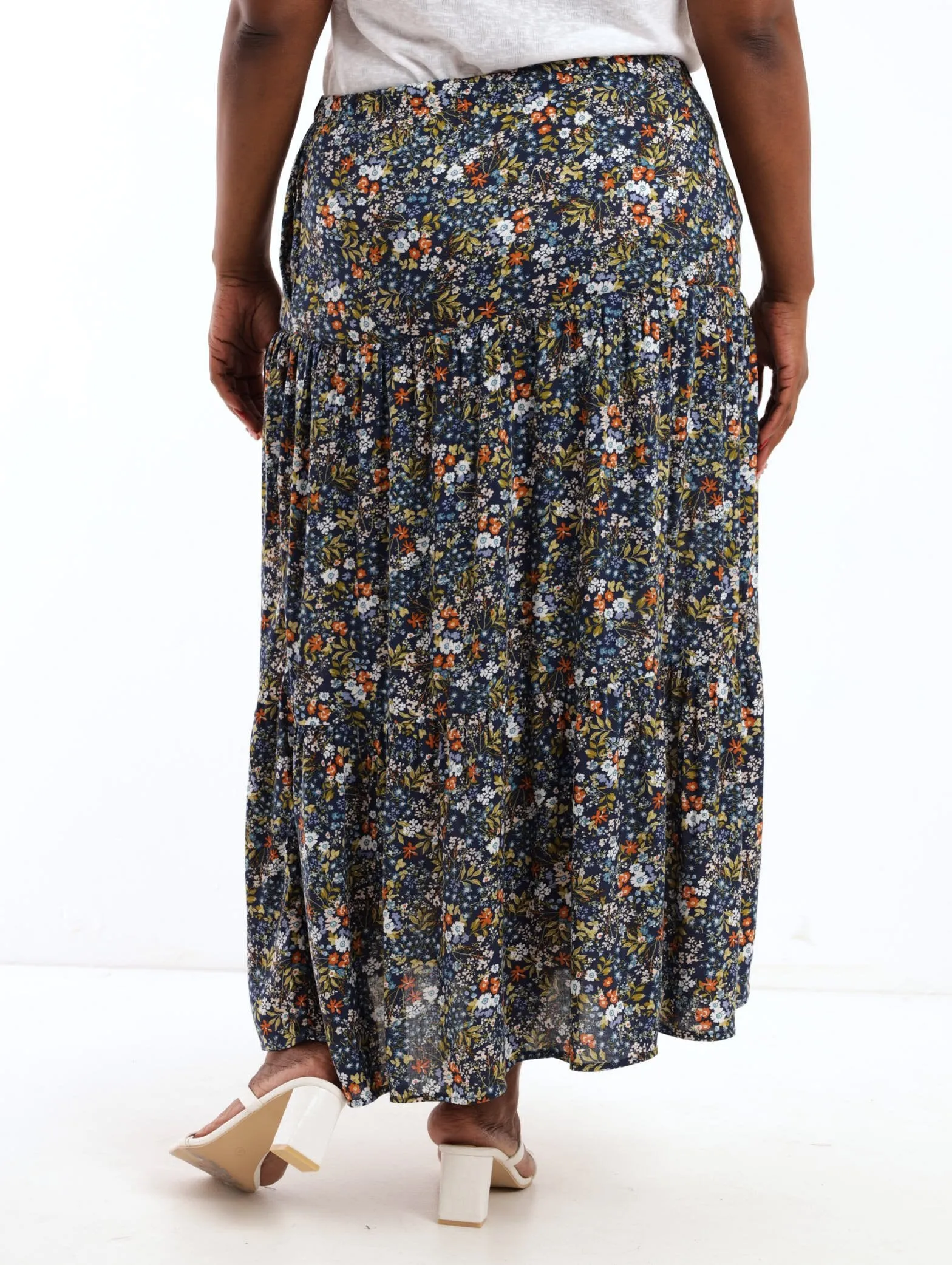 Ladies Ditsy Printed Tiered Skirt