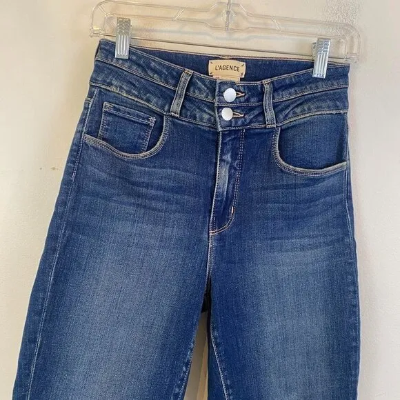 LAGENCE Peyton high rise double button skinny jeans