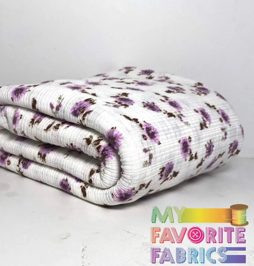 Lavender,Olive, and Ivory Floral Pointelle