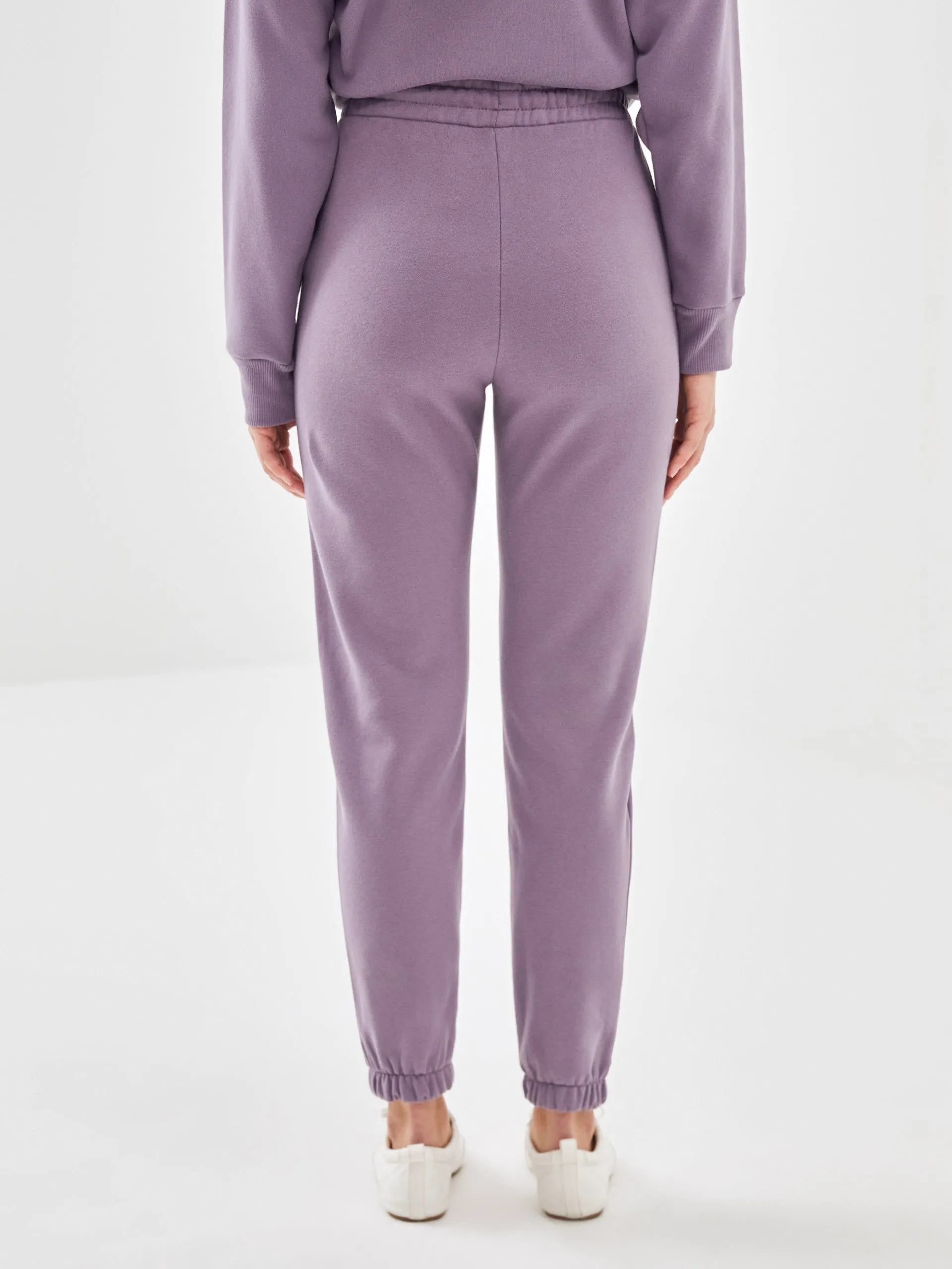 Lcw Vision Purple Elastic Waist Women'S Thick Jogger Sweatpants