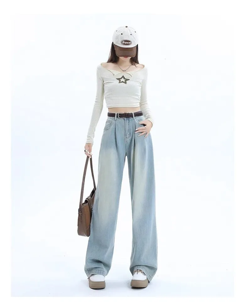 Light blue Tinted Wide Leg Jeans