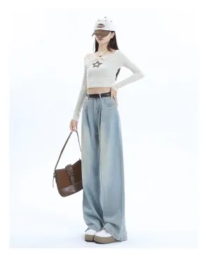 Light blue Tinted Wide Leg Jeans