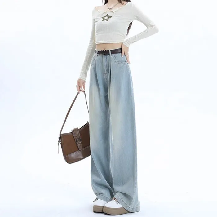 Light blue Tinted Wide Leg Jeans