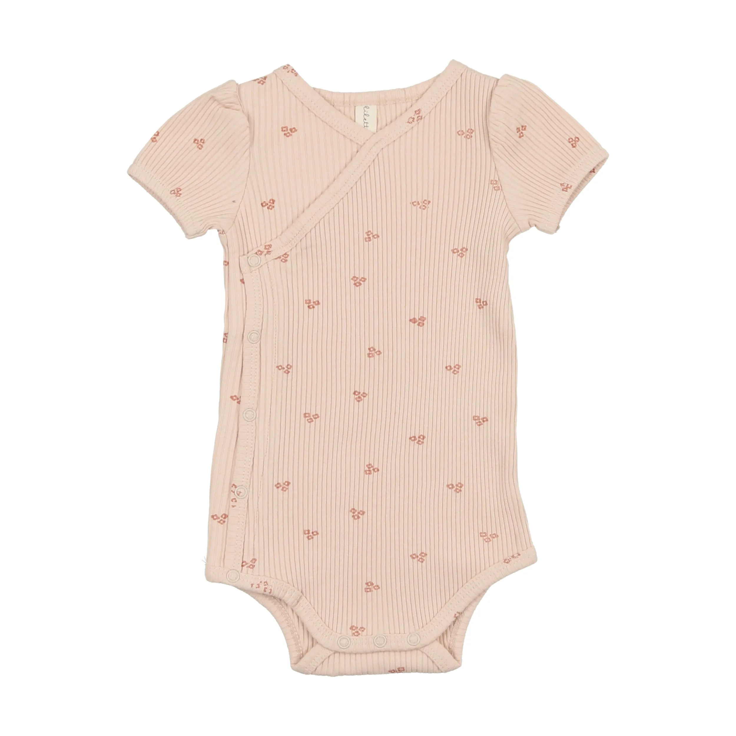 Lilette Flower Side Snap Romper - Peach