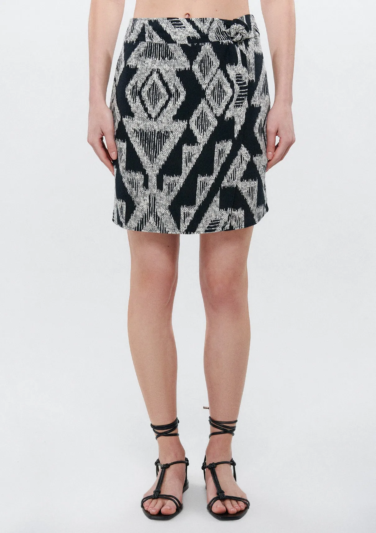 Linen Mix Printed Skirt