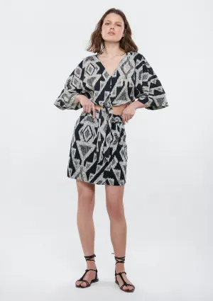 Linen Mix Printed Skirt